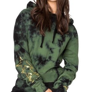 Chrldr Cotton Tie Dyed Hoodie green black size Medium
